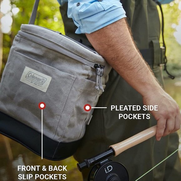 Coleman Backroads 12 Can Insulated Soft Sided Cooler Tote Bag, Gray - Picture 7 of 10